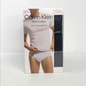 Calvin Klein Black 3-Pack Slim Fit Crew Neck 100% Cotton Men’s T-Shirts- Size XL